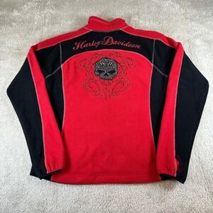 Harley Davidson Women's Skull Embroidered Fleece Jacket Full Zip Biker Small